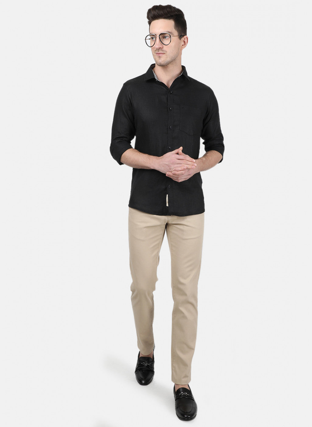 Mens Black Solid Shirt