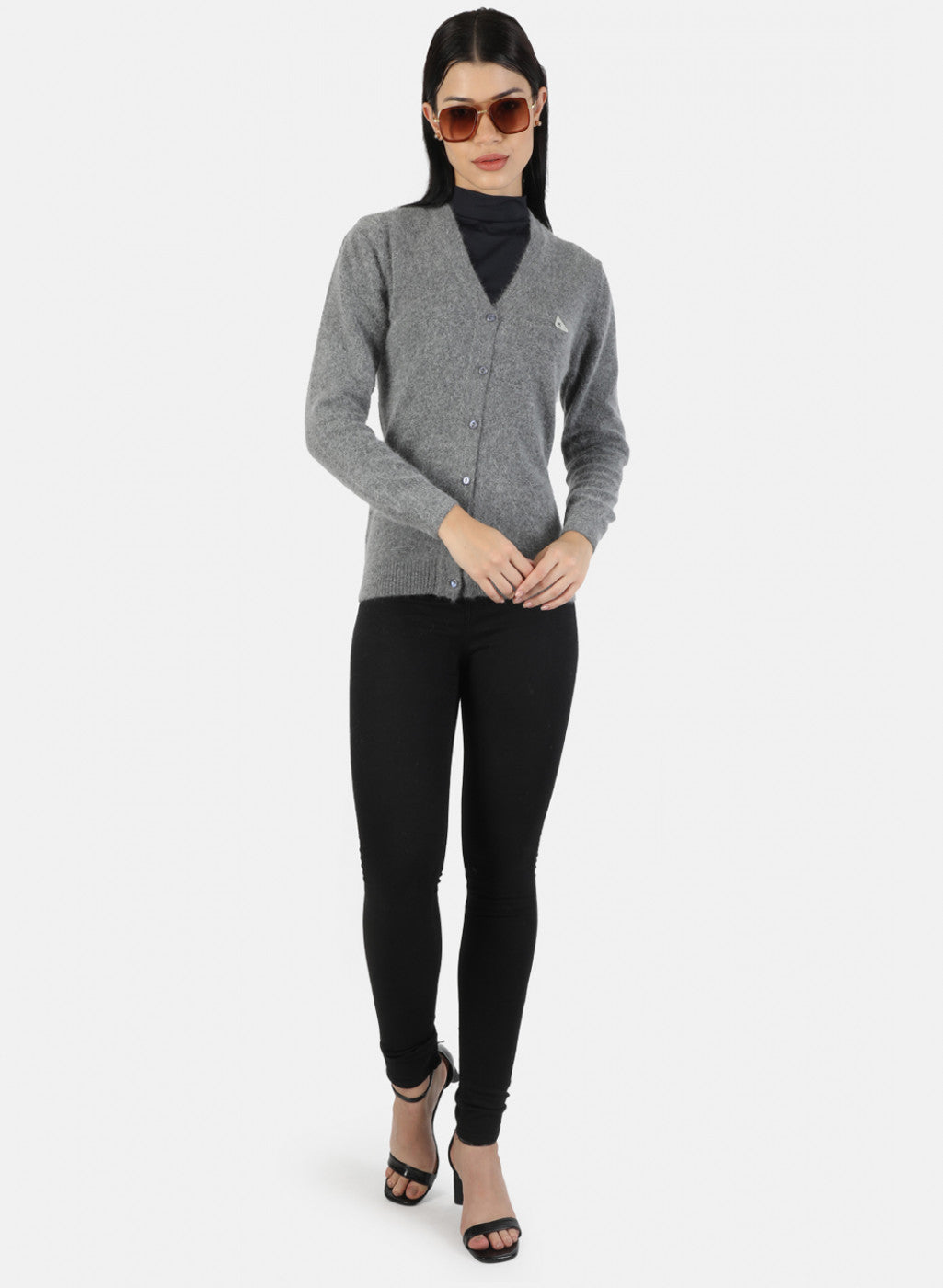 Women Grey Solid Cardigan