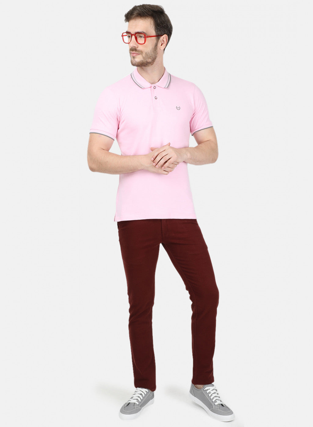 Mens Pink Plain T-Shirt