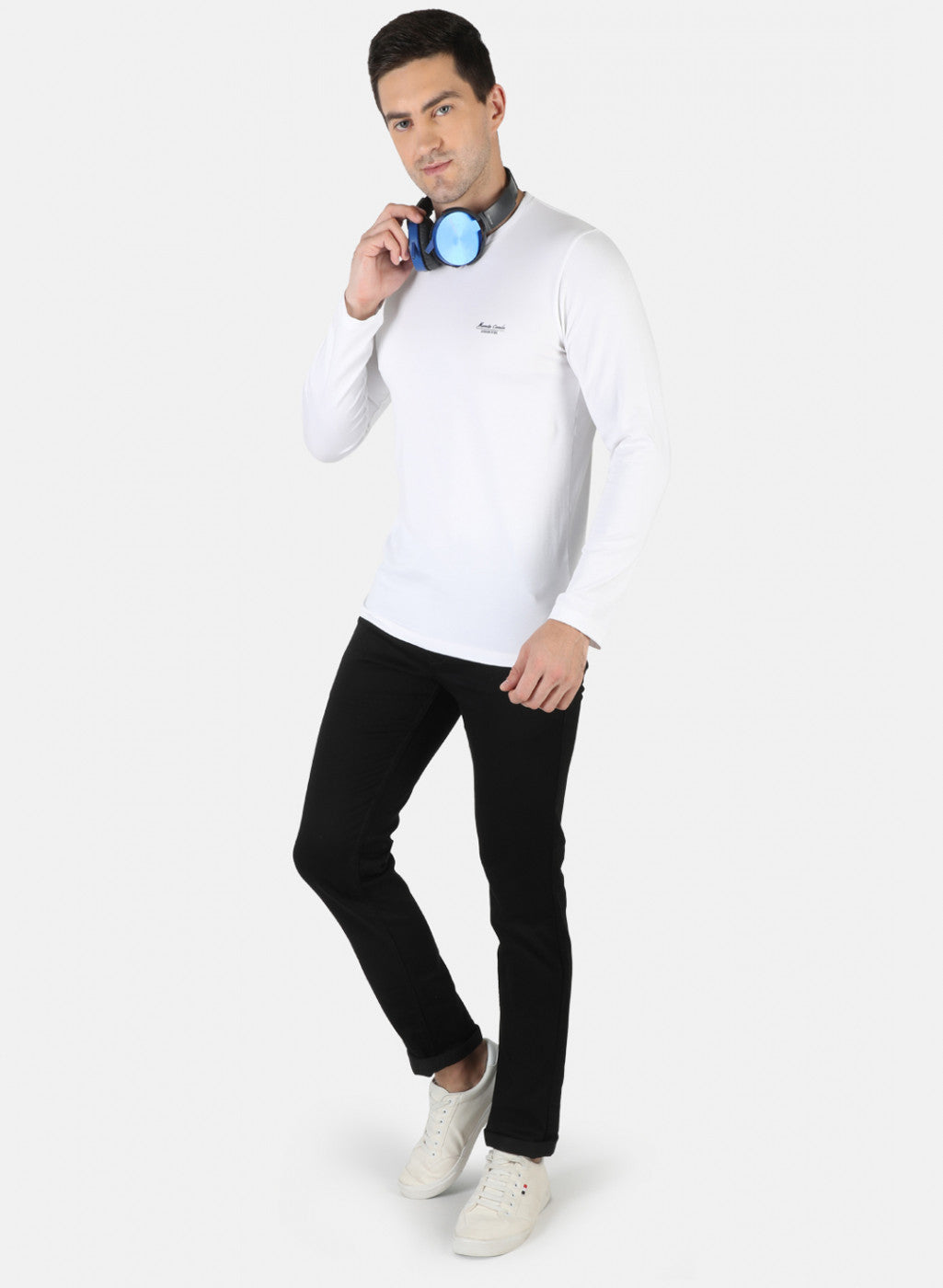 Men White Plain T-Shirt