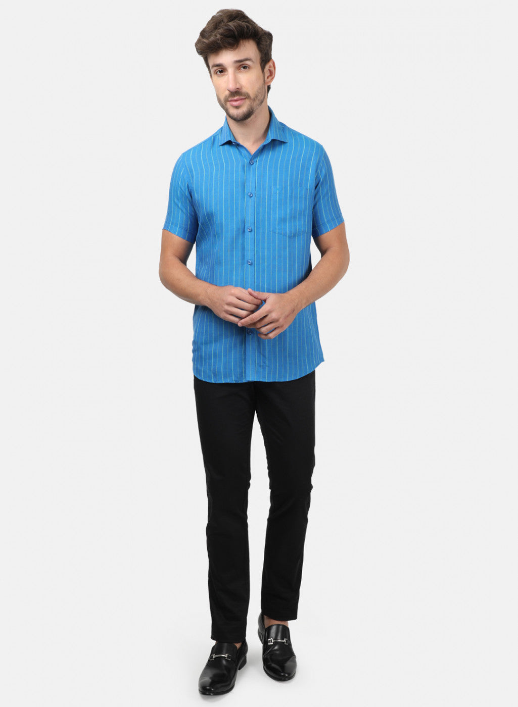 Men Blue Stripe Shirts