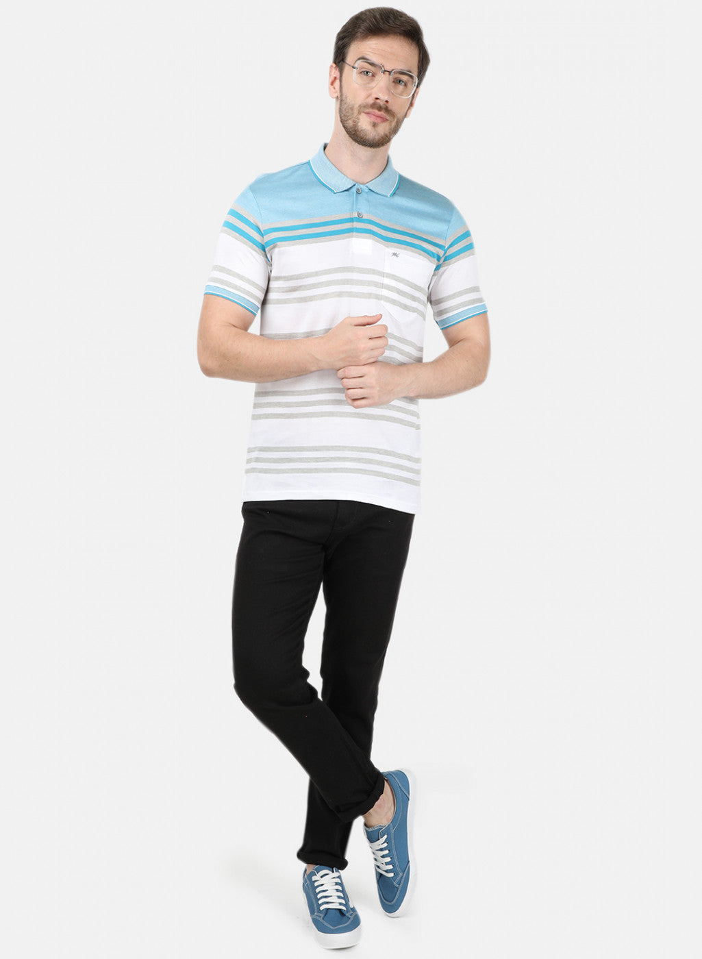 Mens Blue & White Stripe T-Shirt