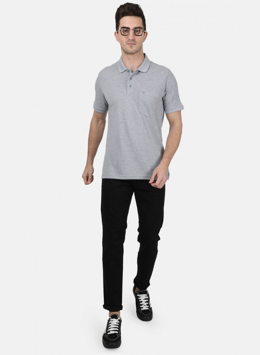 Mens Grey Plain T-Shirt