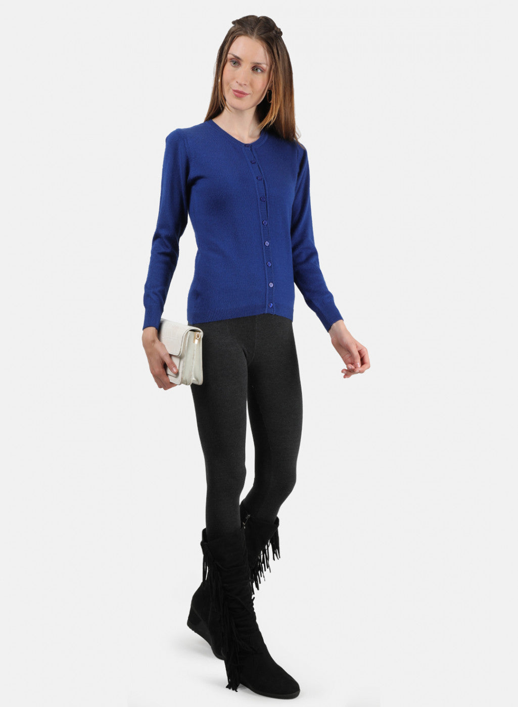 Women Royal Blue Solid Cardigan