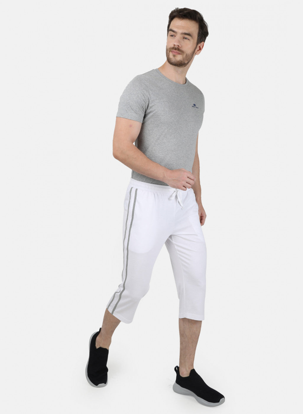 Mens White Plain Capri