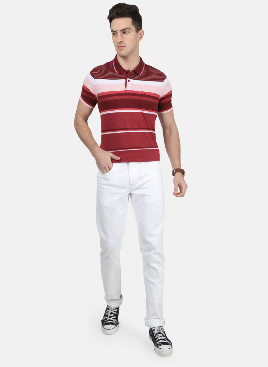 Mens Maroon Stripe T-Shirt