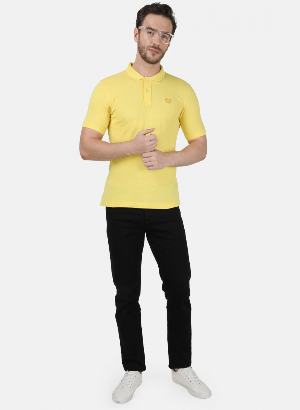 Mens Yellow Plain T-Shirt