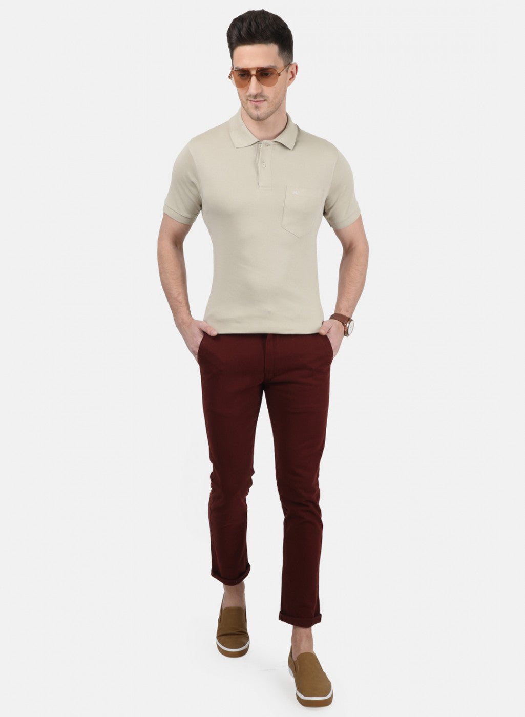 Mens Brown Plain T-Shirt