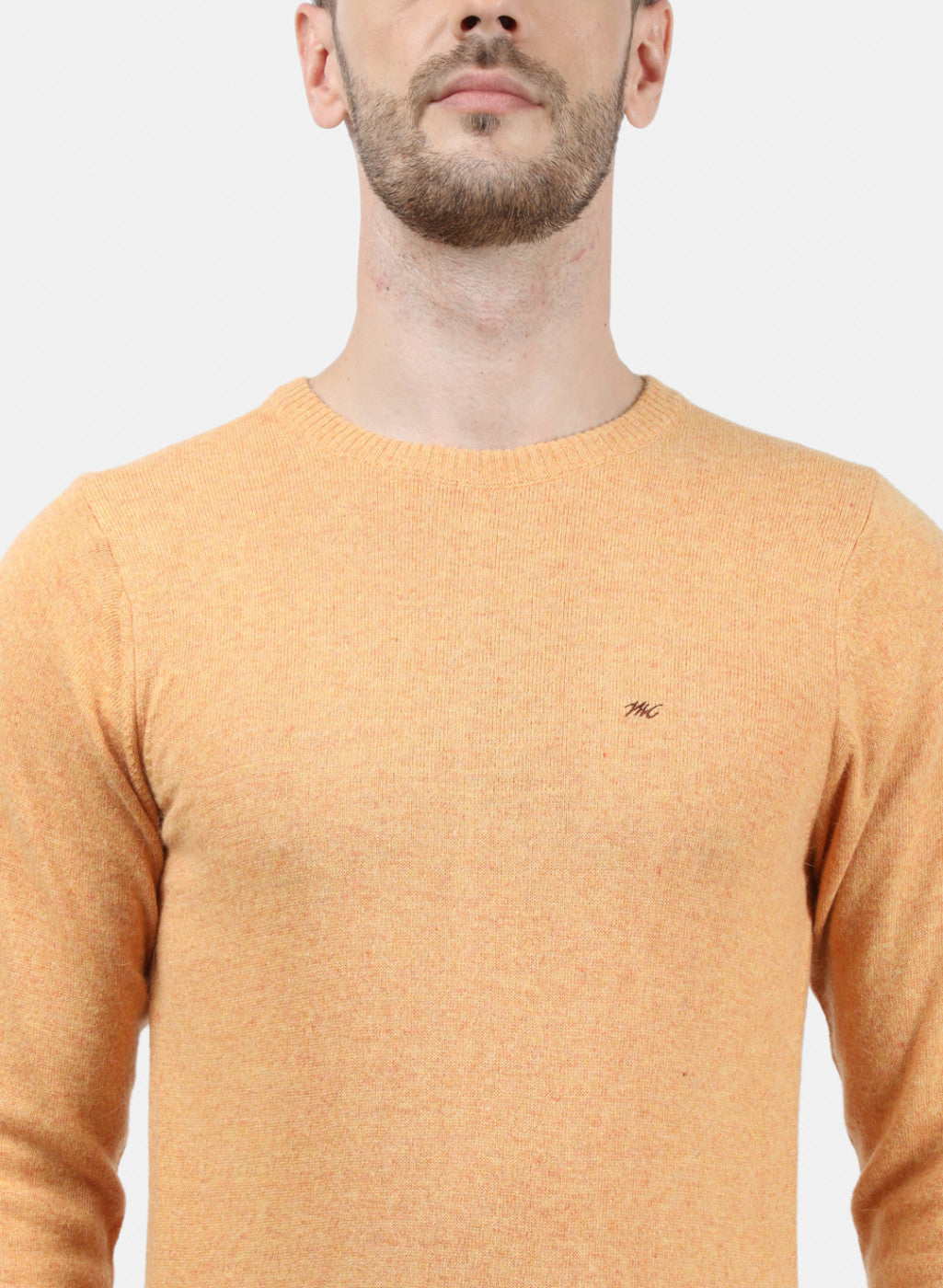 Men Orange Solid Pullover