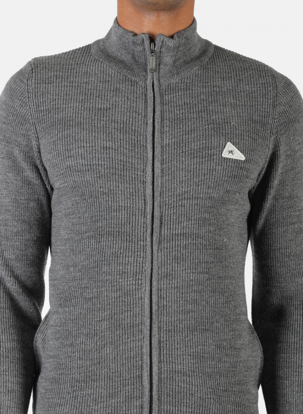 Men Grey Self Design Pullover