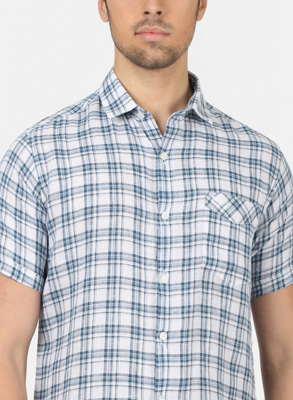 Men Blue Check Shirts