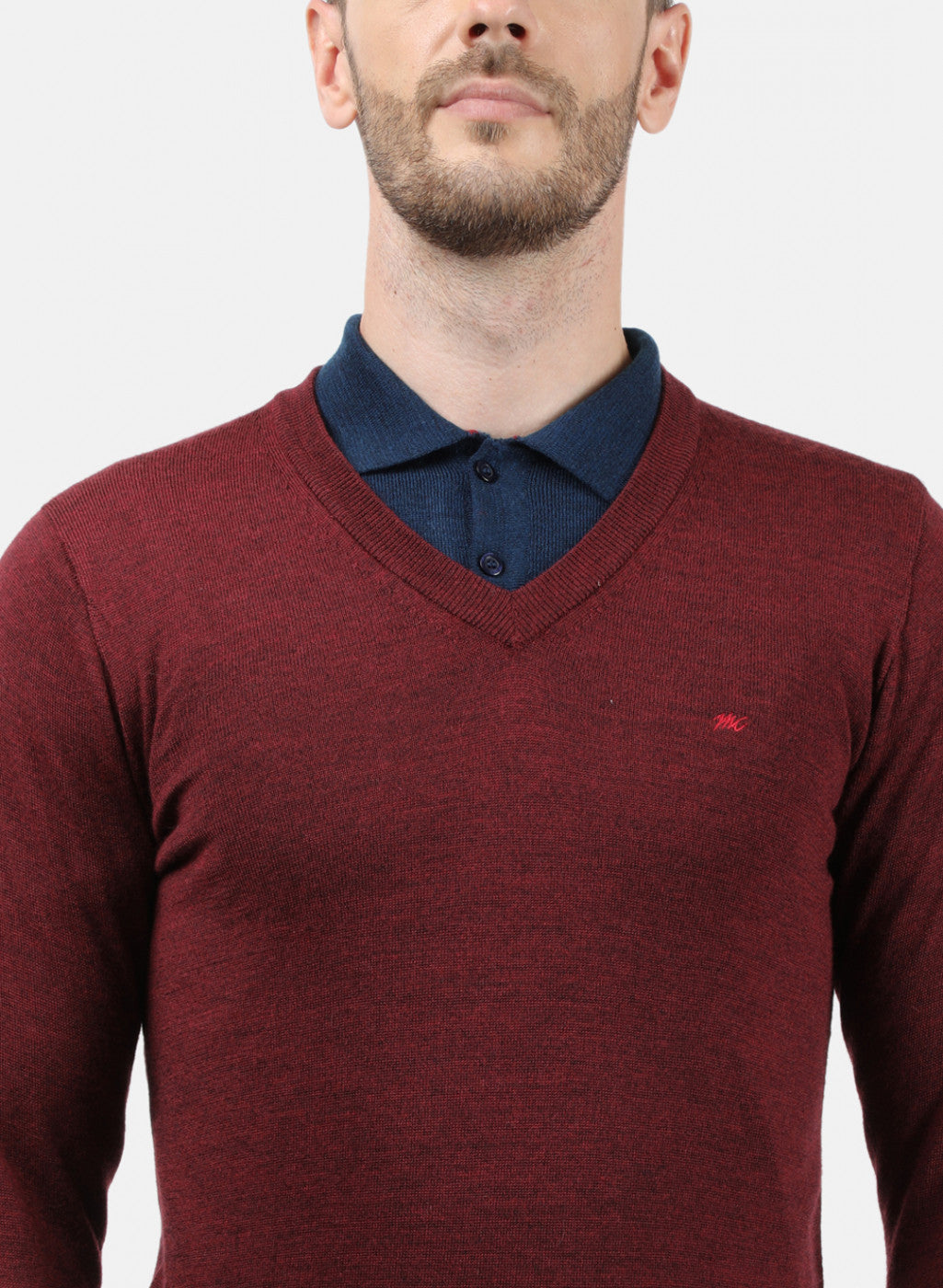 Men Maroon Solid Pullover