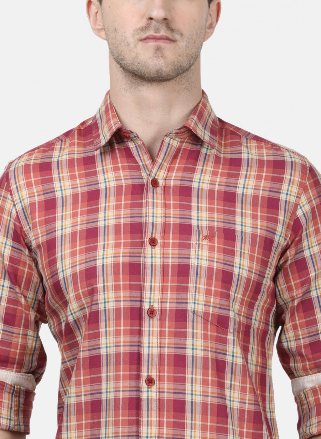 Mens Maroon Check Shirts