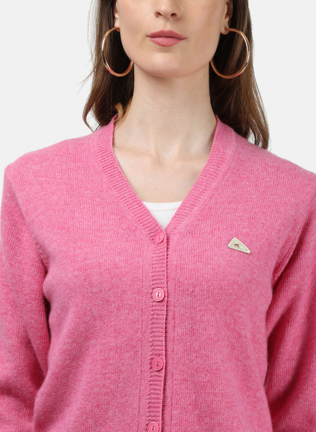 Women Pink Solid Cardigan