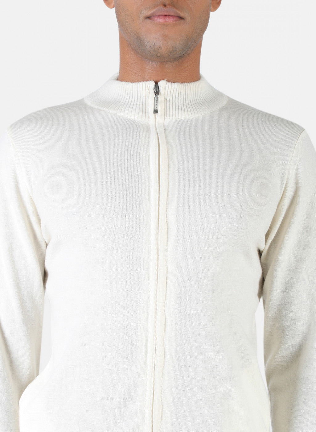 Men Off White Solid Pullover