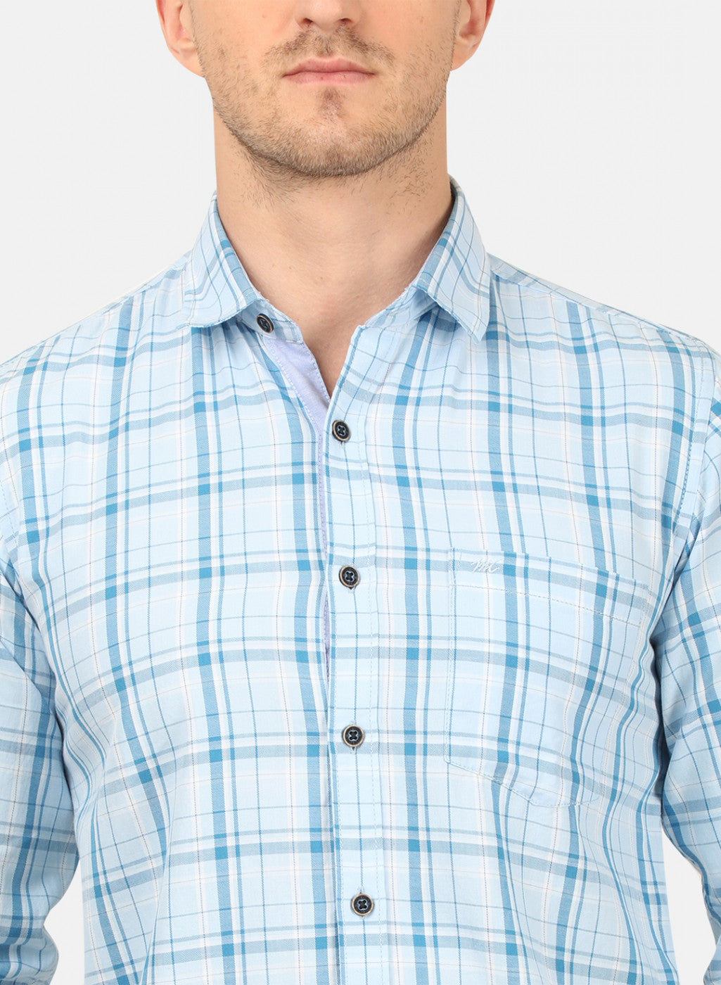 Mens Blue Check Shirt