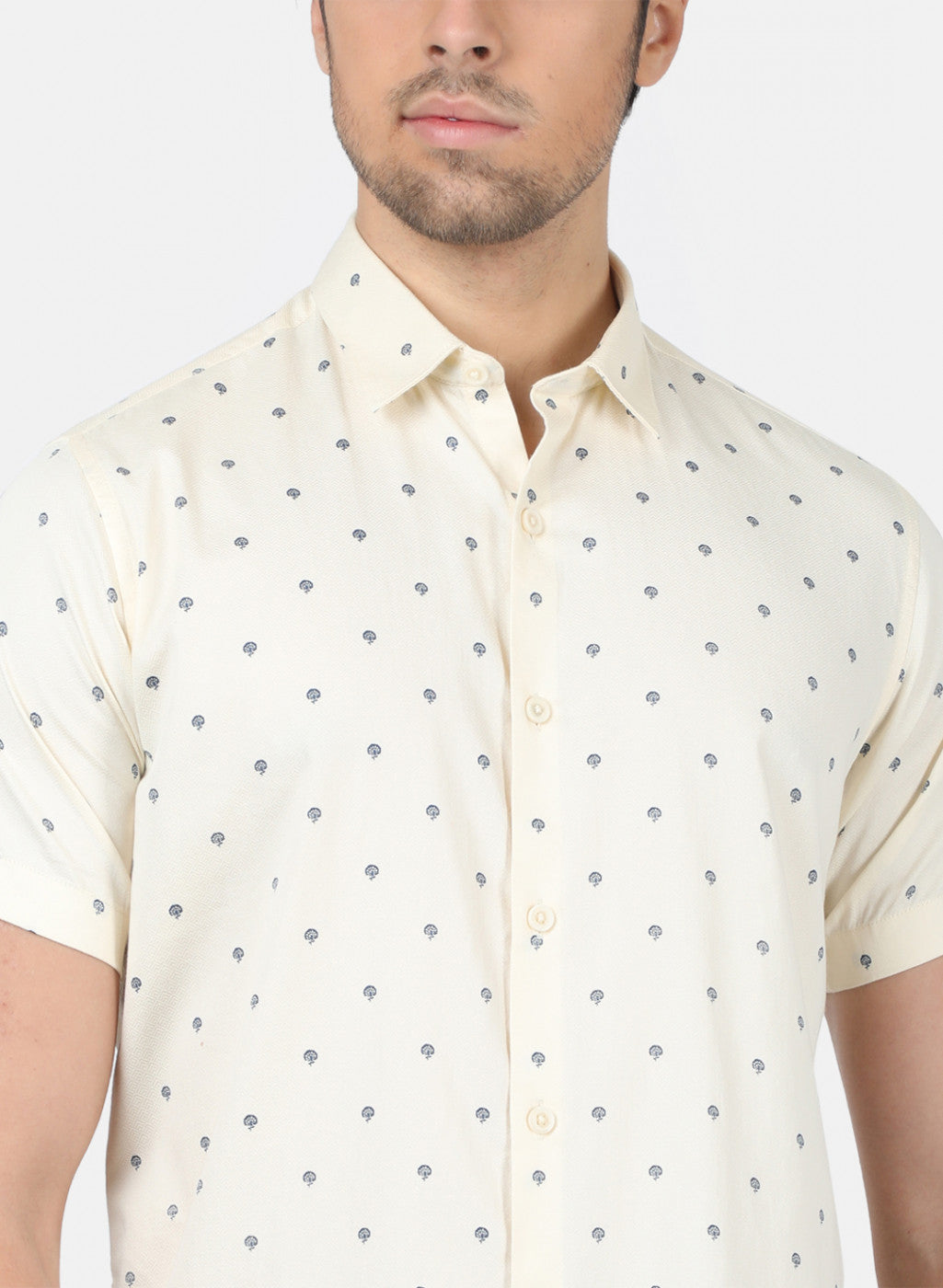 Men Beige Printed Shirts