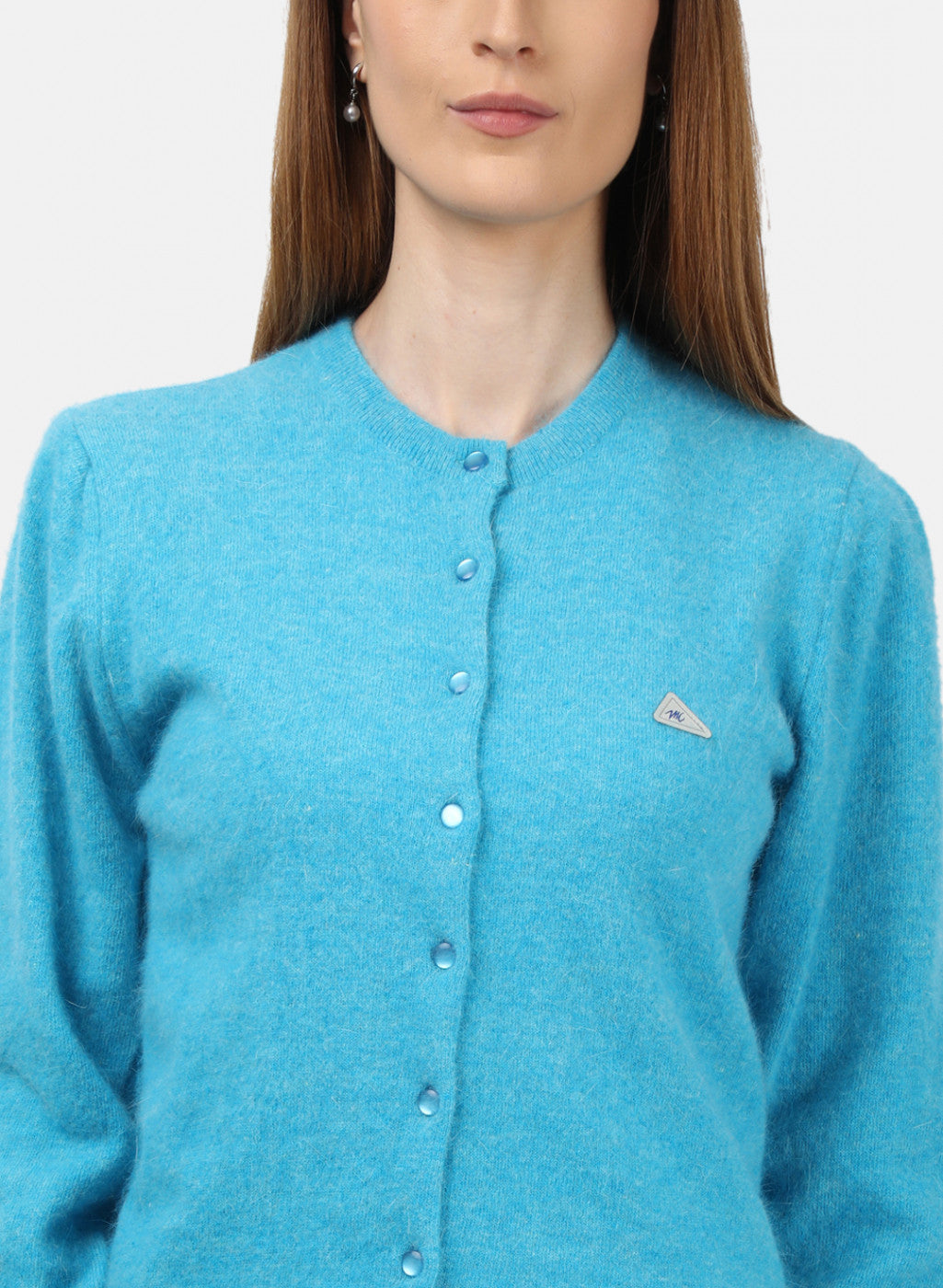 Women Blue Solid Cardigan