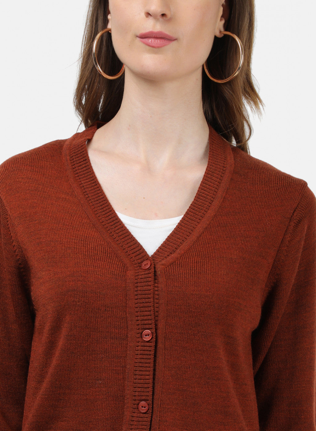 Women Brown Solid Cardigan