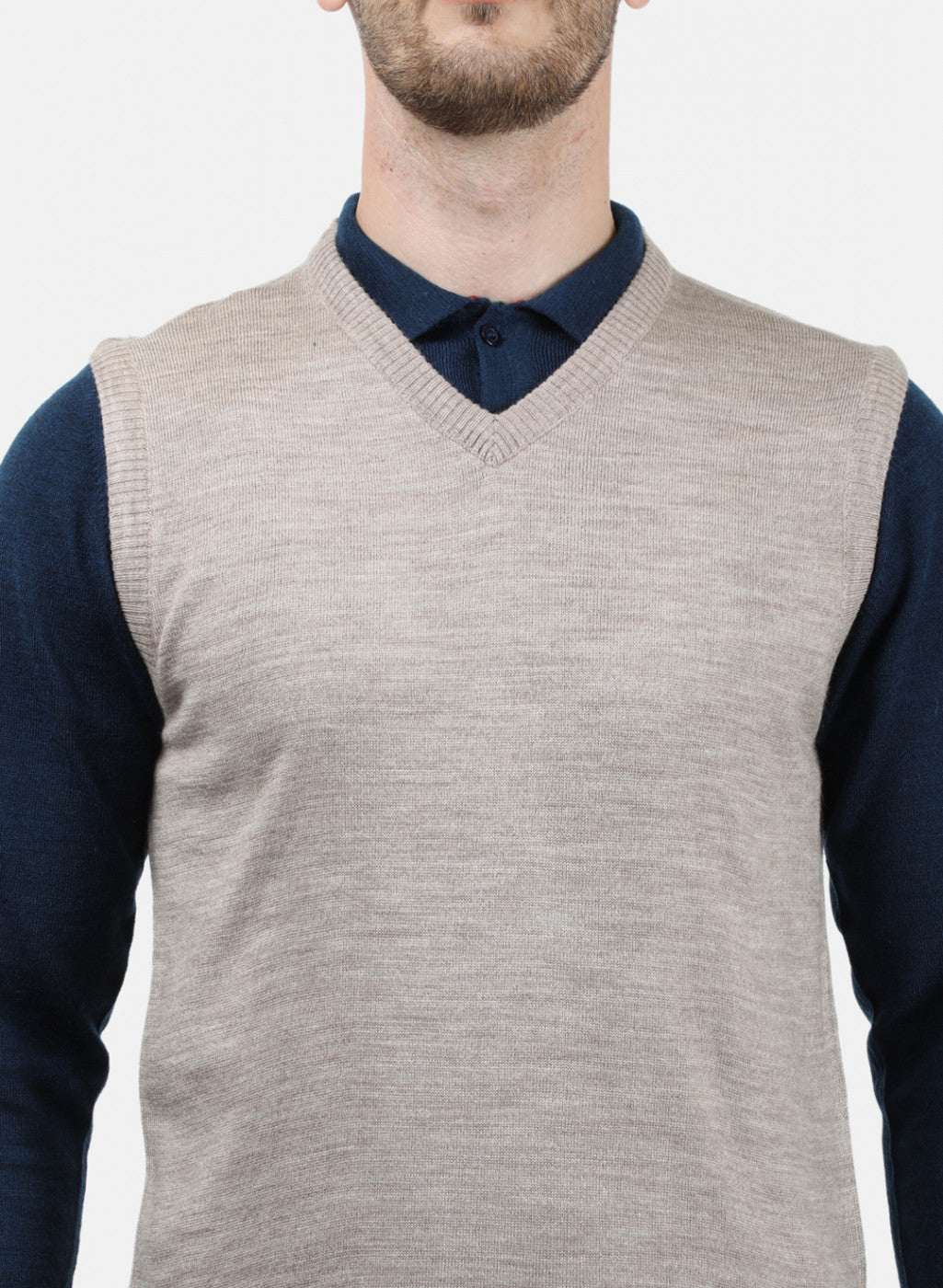 Men Beige Solid Sweater