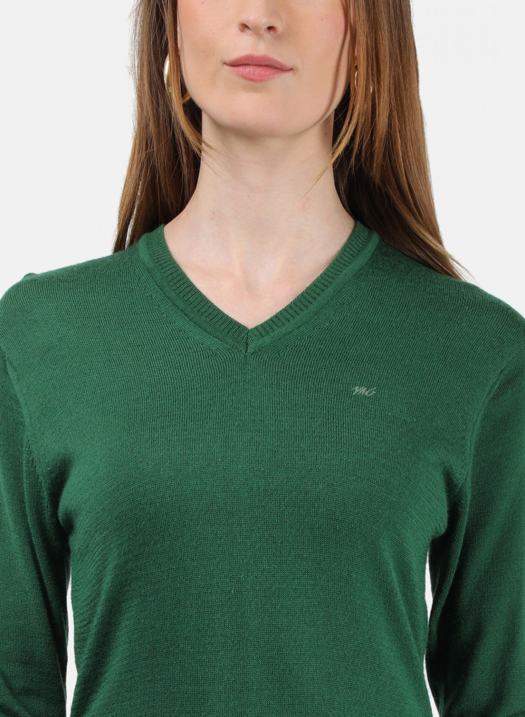 Women Green V Neck Top