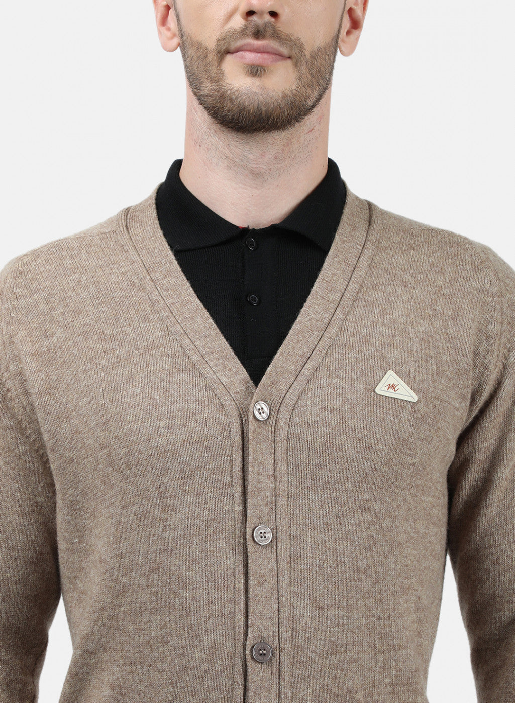 Men Beige Solid Cardigan