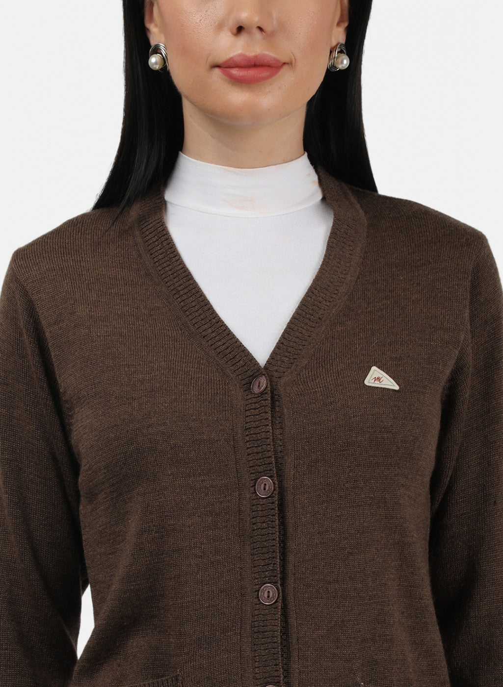 Women Brown Solid Cardigan