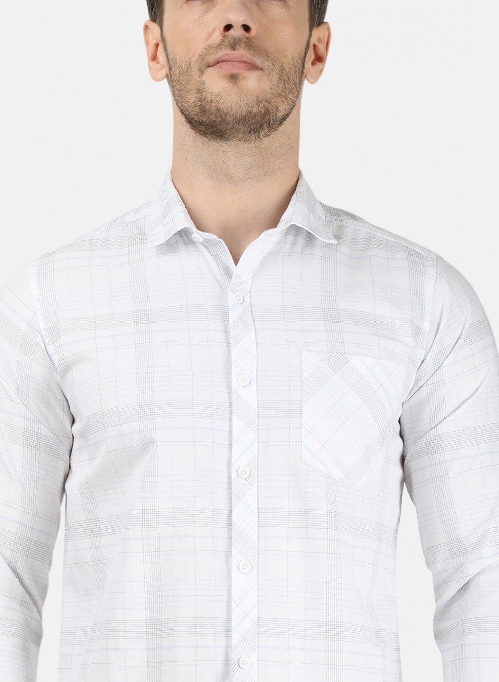 Mens White Check Shirt