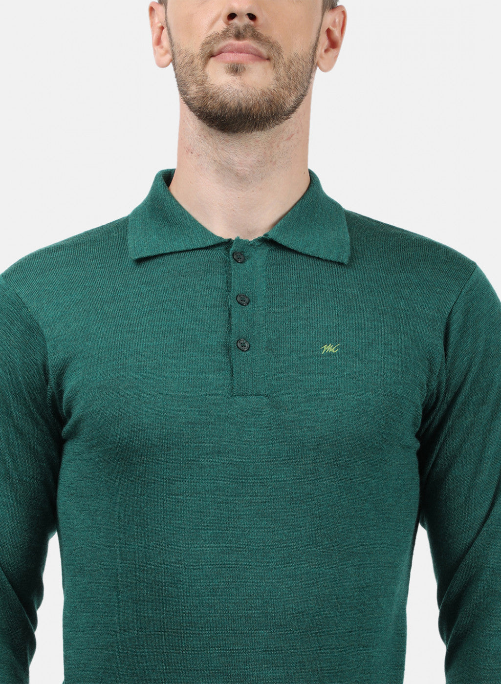 Men Green Collar T-Shirt