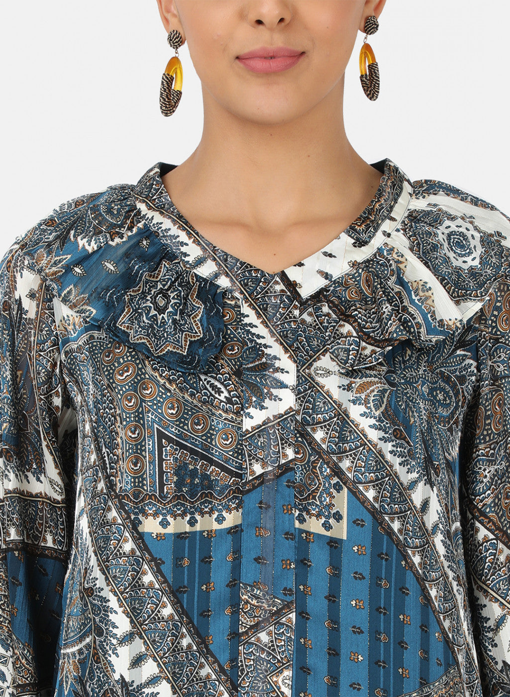 Womens Navy Blue Printed Top