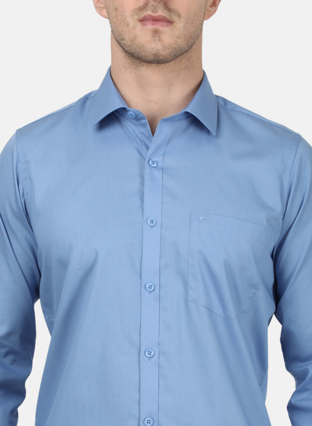 Mens Blue Solid Shirt