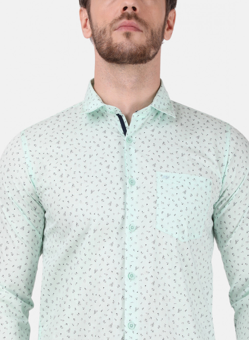 Mens Green Printed Shirt