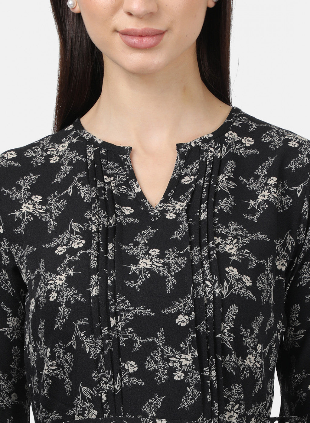 Womens Black Printed Tunics