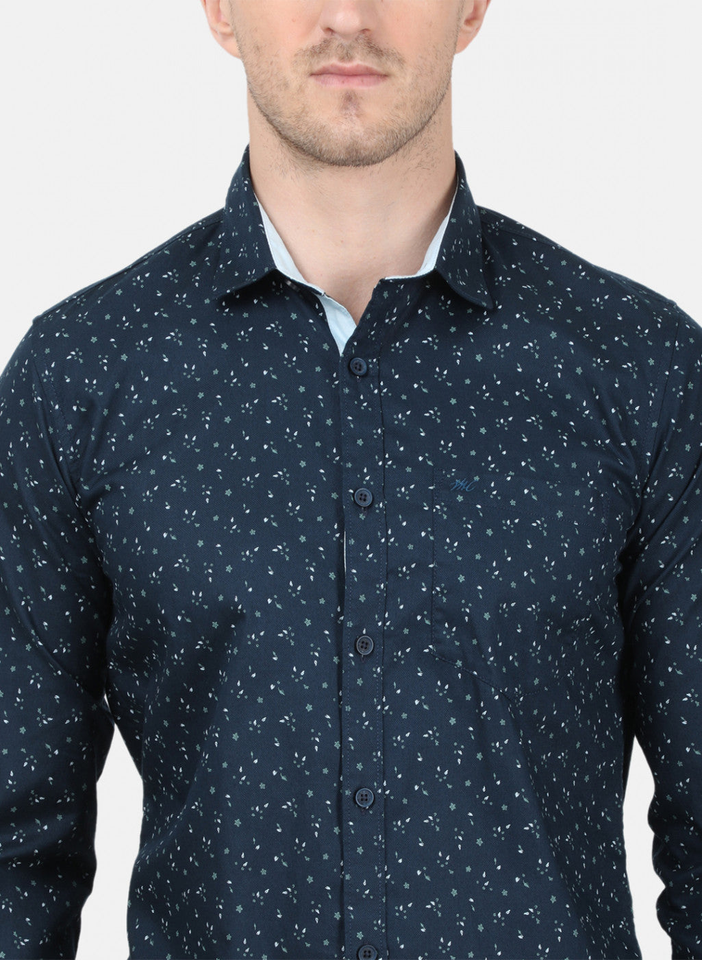 Mens NAvy Blue Printed Shirt