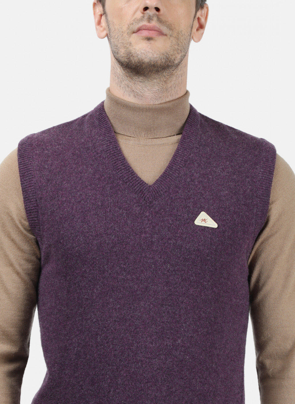 Men Purple Solid Sweater