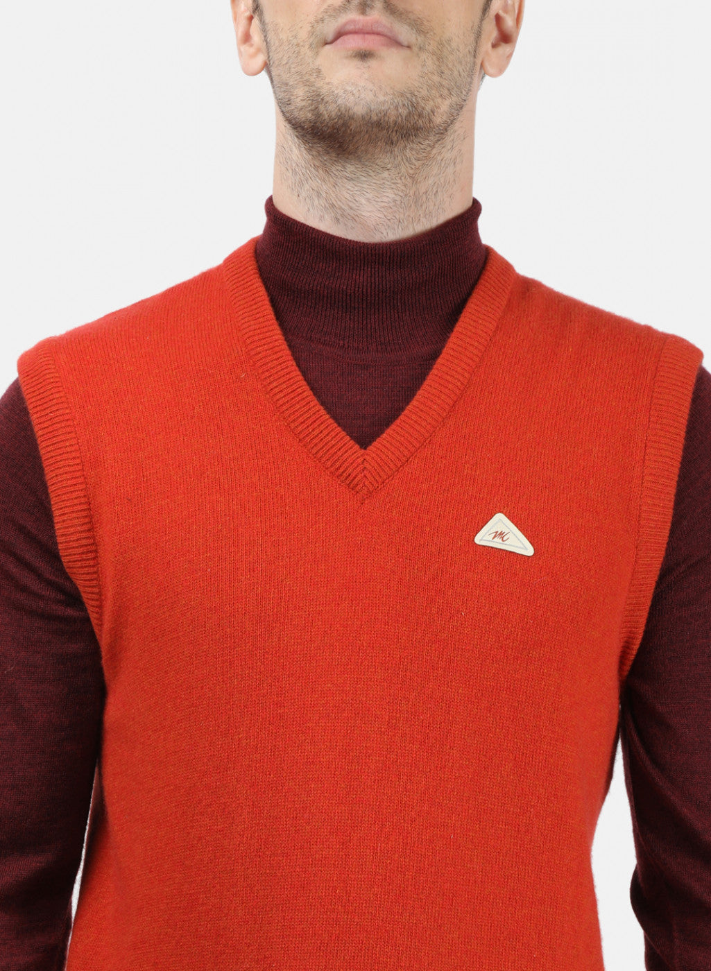 Men Orange Solid Sweater