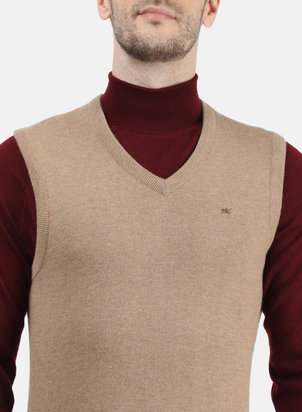 Men Beige Solid Sweater