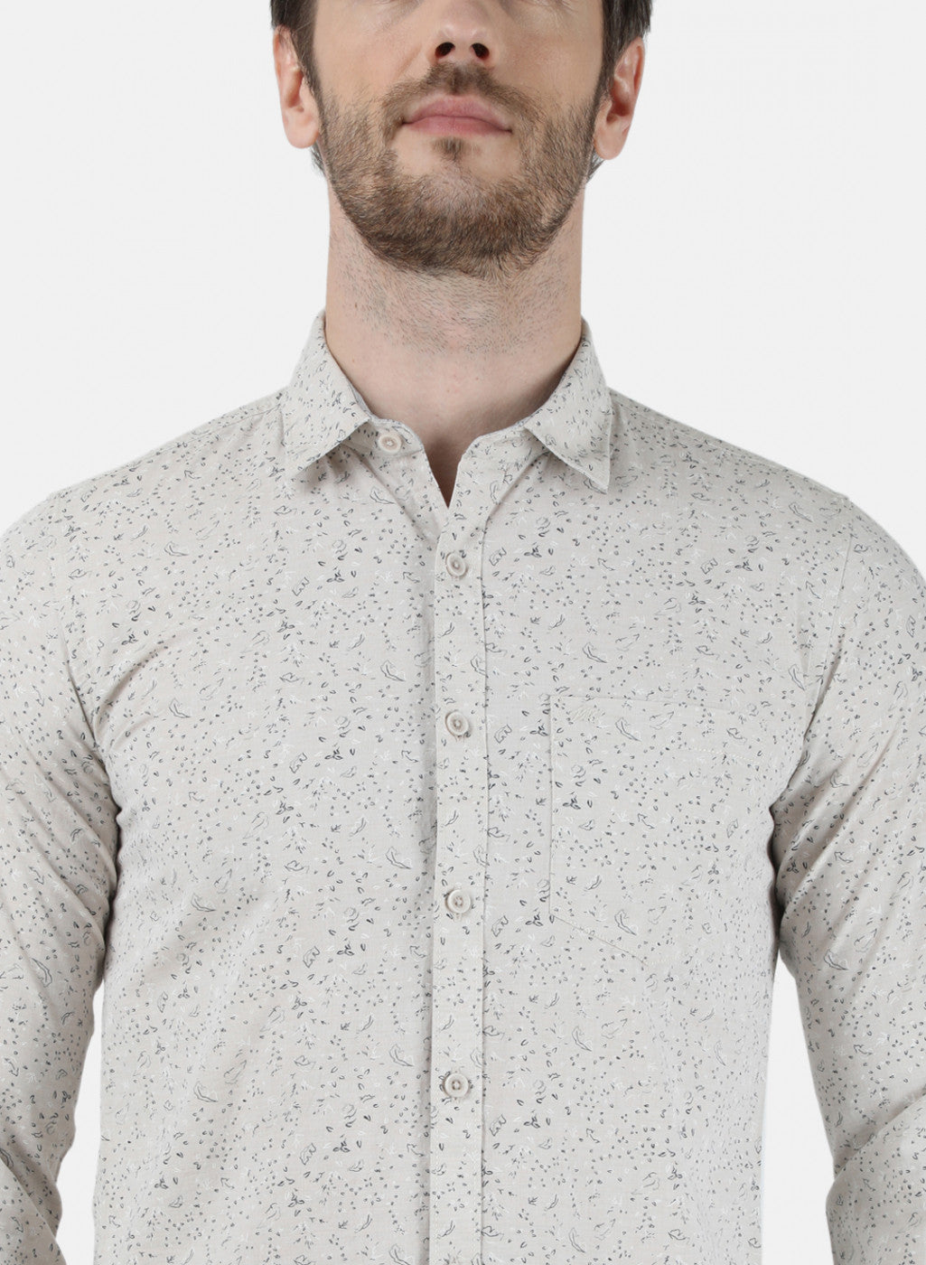 Mens Beige Printed Shirt