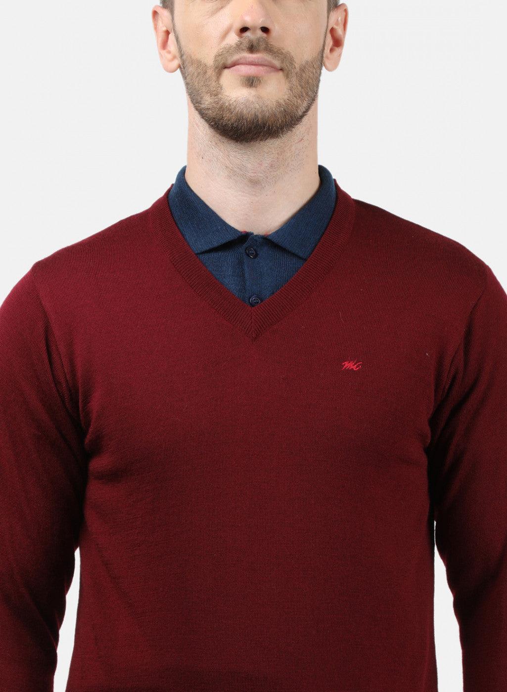 Men Maroon Solid Pullover