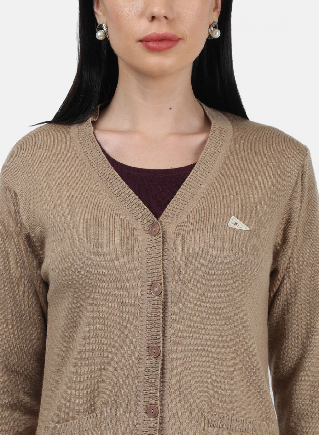 Women Brown Solid Cardigan