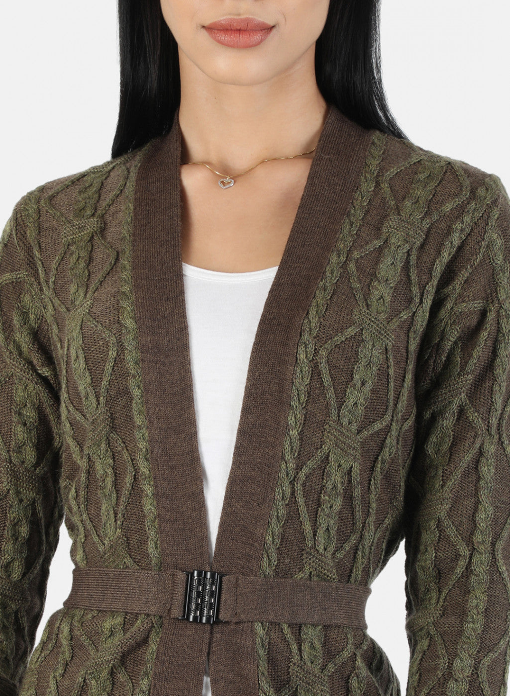 Women Green Solid Cardigan