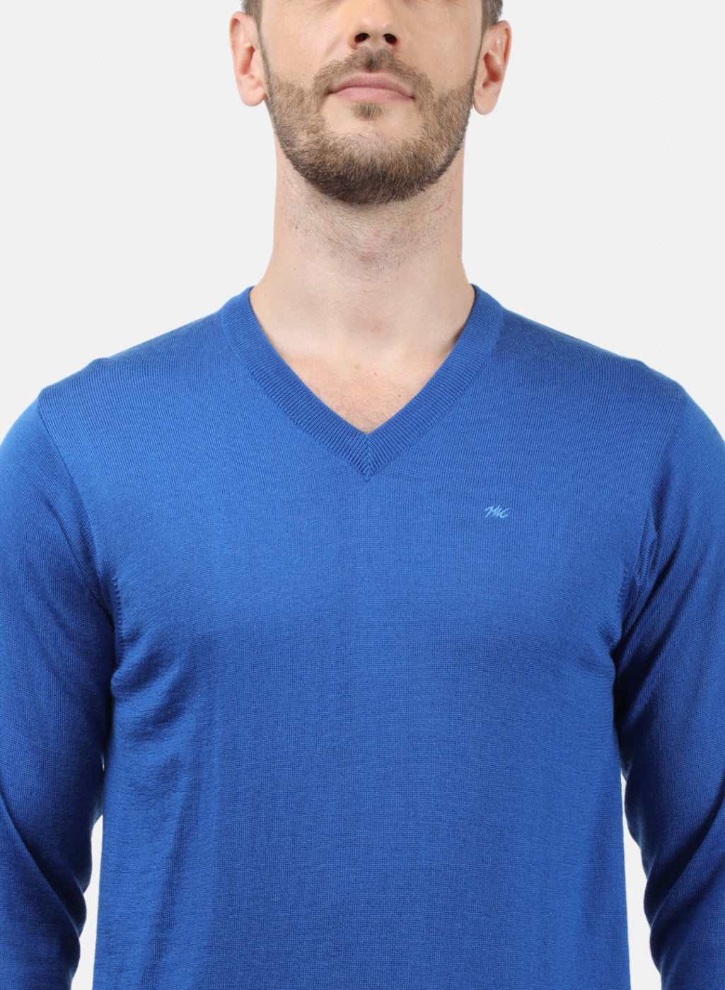 Men Blue Solid Pullover