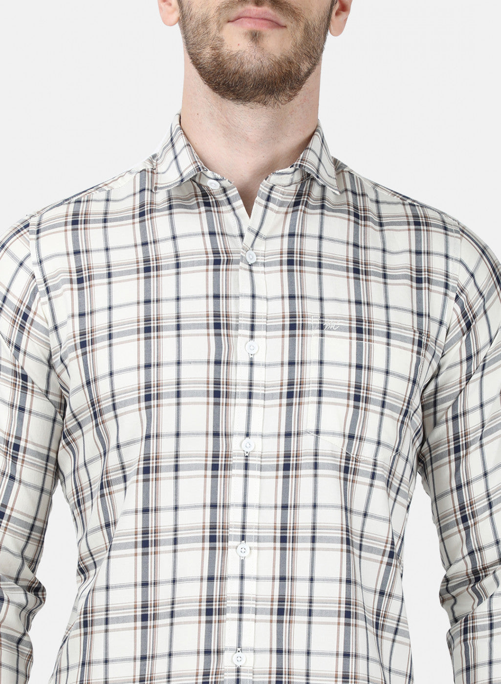 Mens Beige Check Shirt