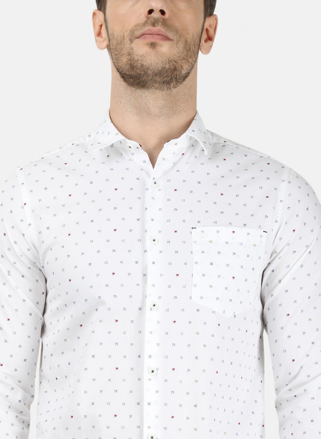 Mens White Printed Shirt