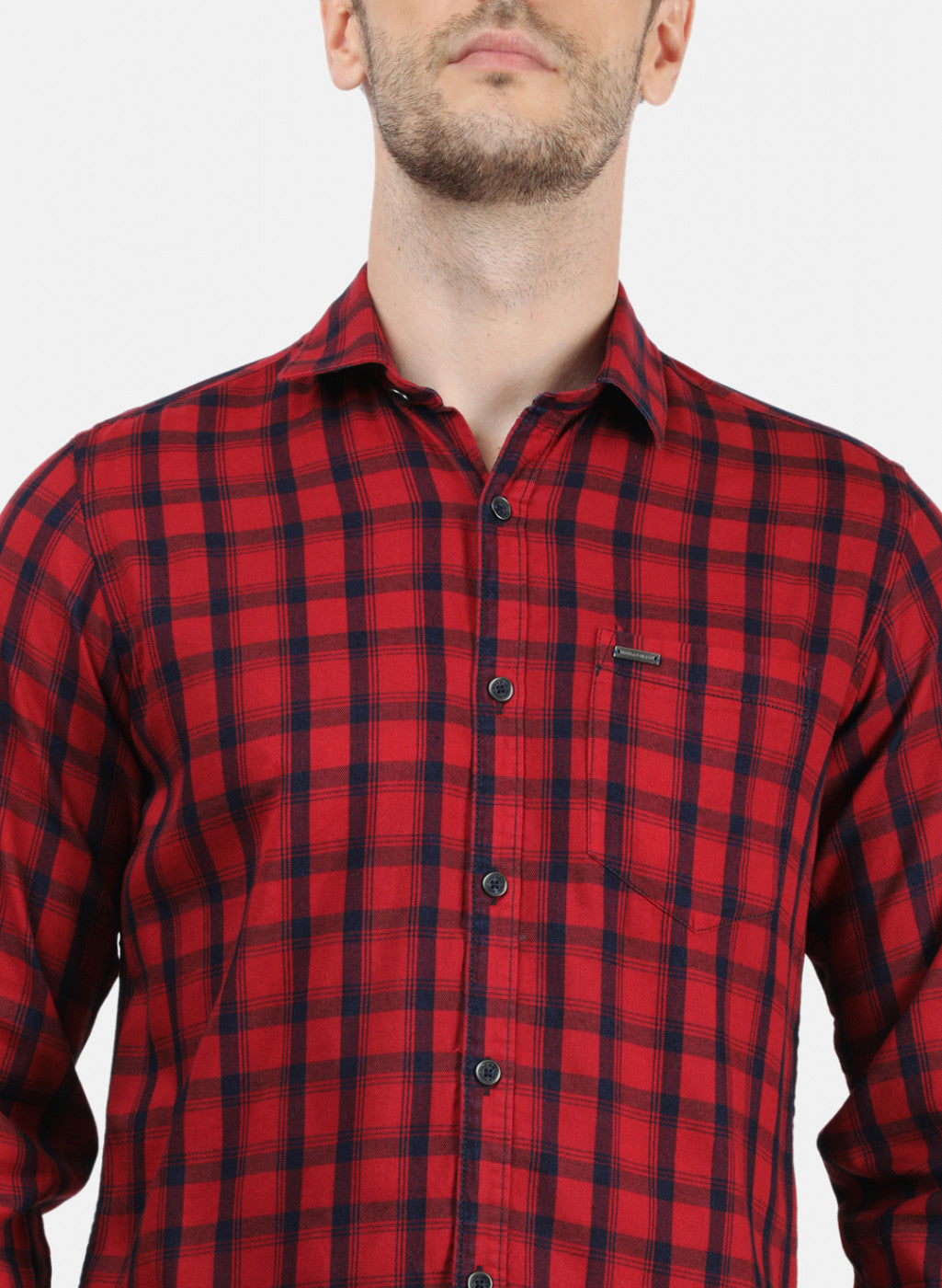 Men Maroon Check Shirt