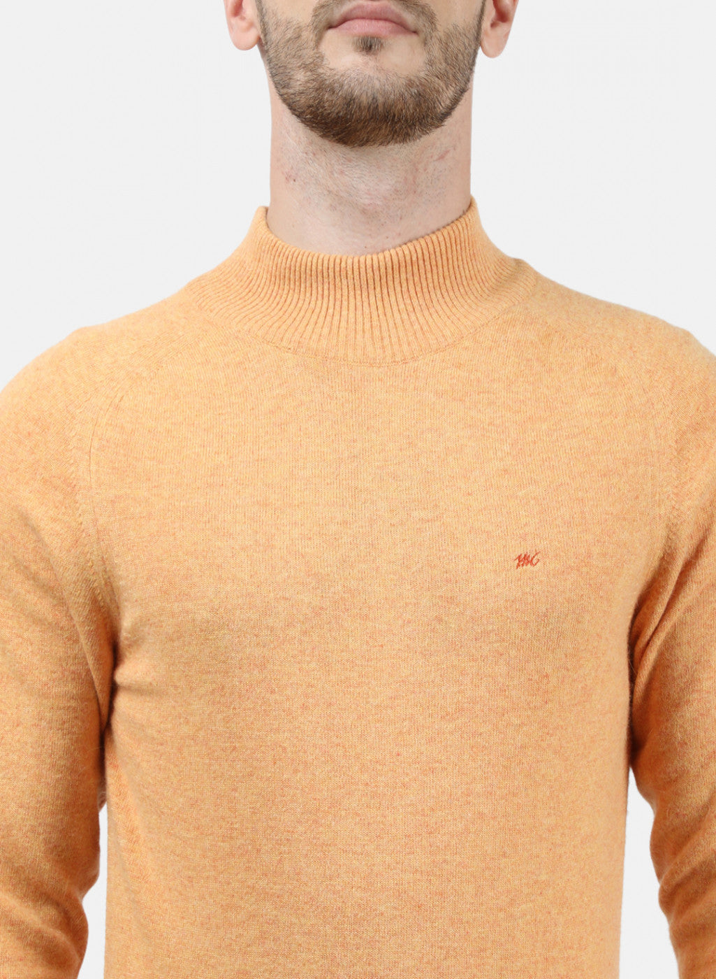 Men Orange Solid Pullover