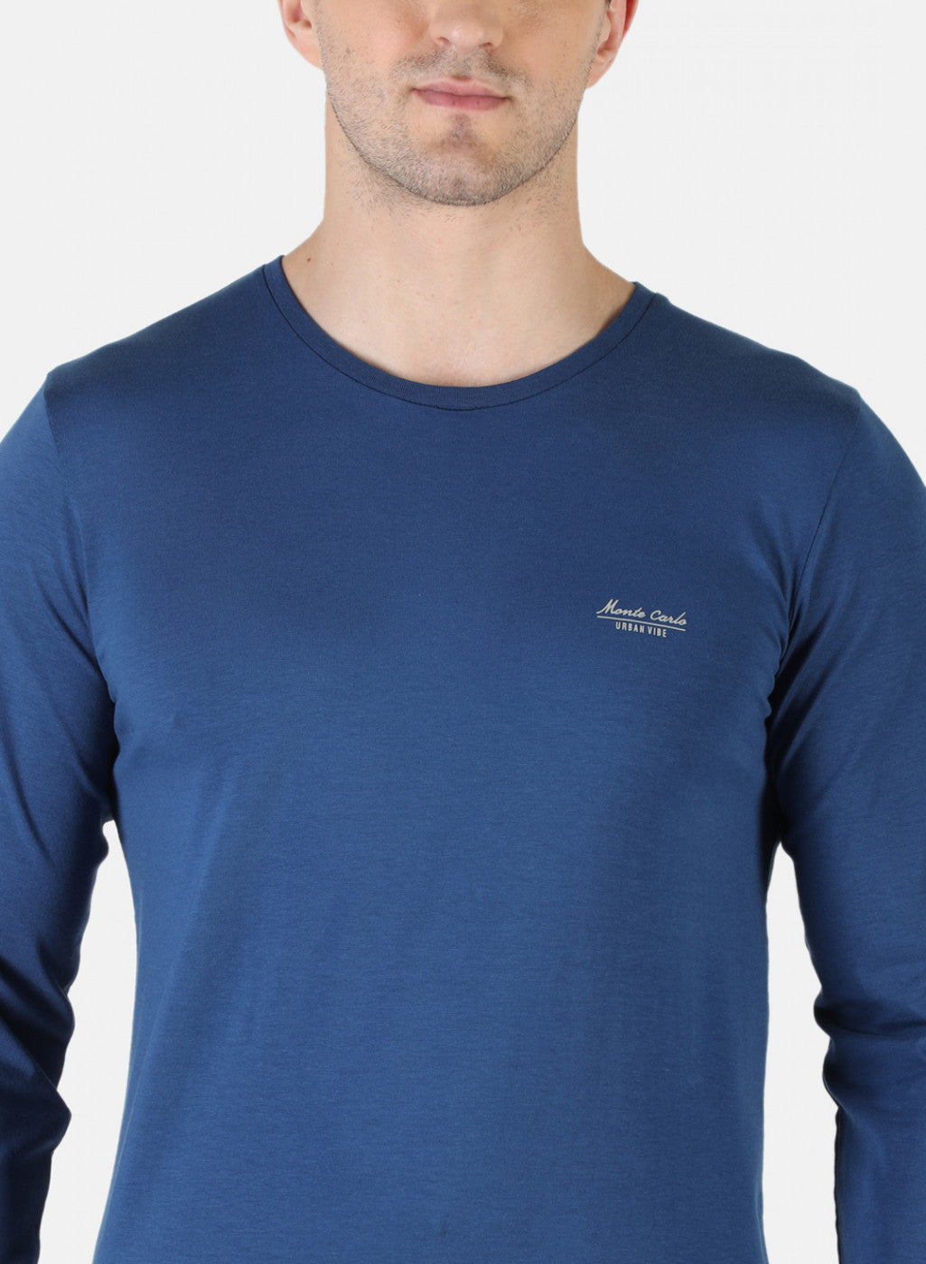 Men Blue Plain T-Shirt