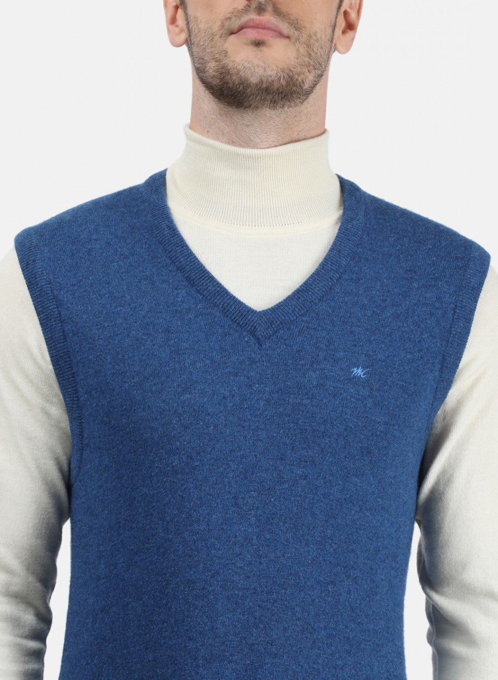 Men Blue Solid Sweater