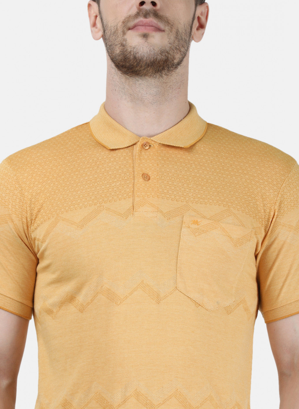 Mens Mustard Stripe Collar T-Shirts