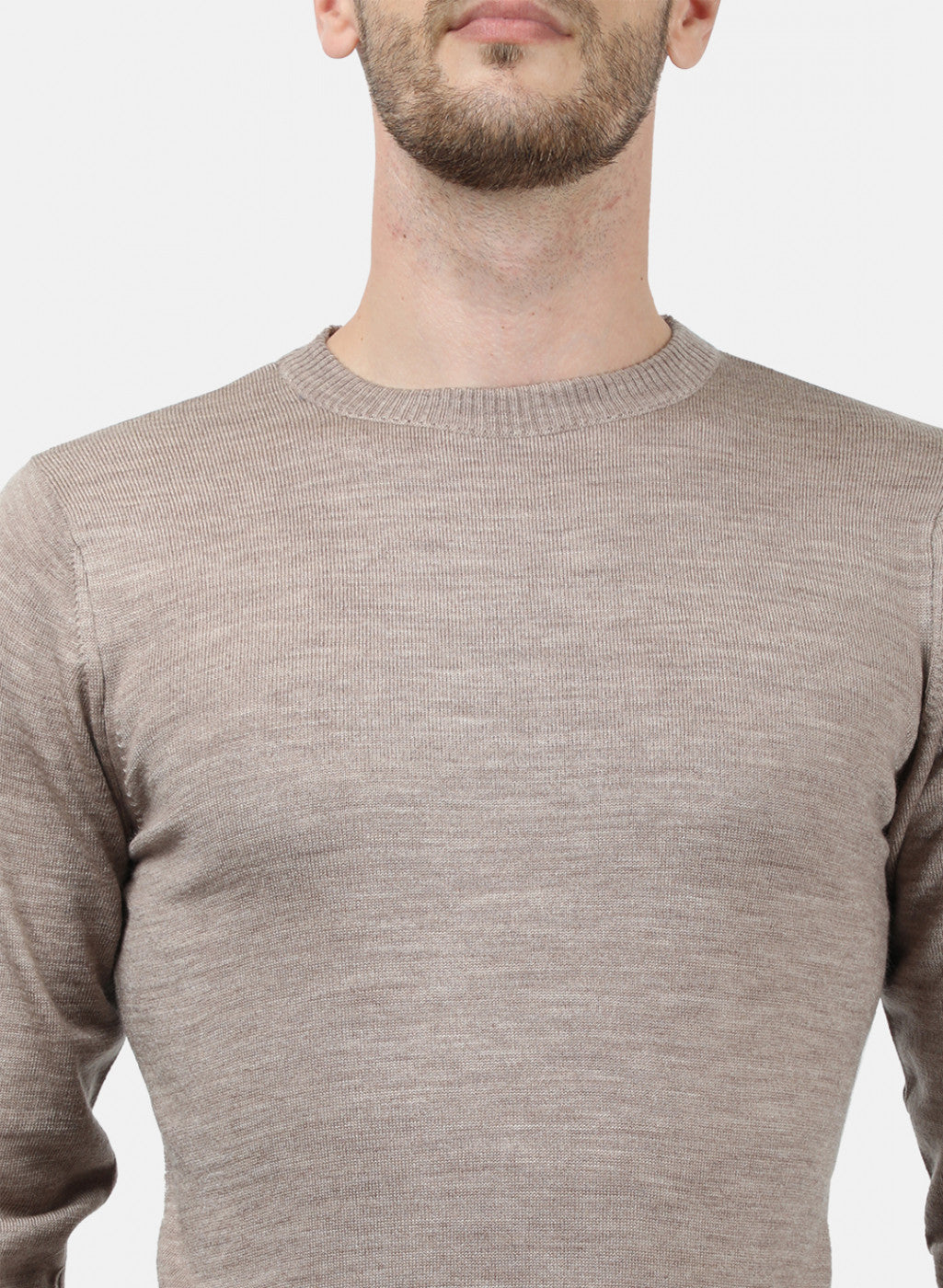 Men Beige Solid Pullover